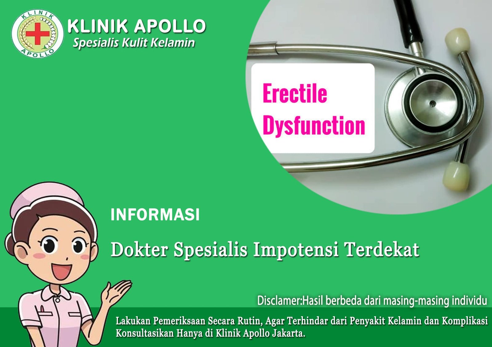 Rekomendasai dokter spesalis impotensi terdekat di Klinik Apollo.